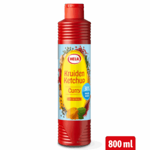 Hela Kruiden Ketchup Curry <30% suiker 800 ml